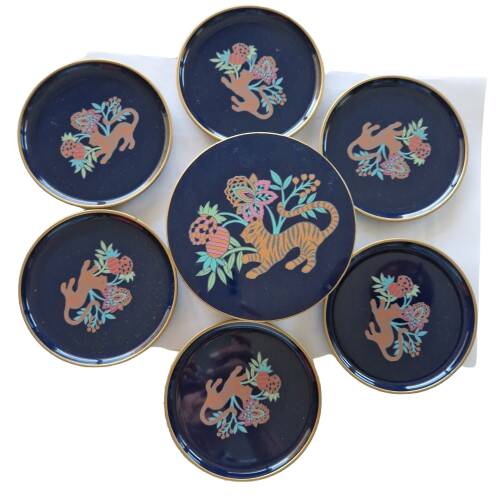 Set of 6 Japanese coasters in a cylindrical box