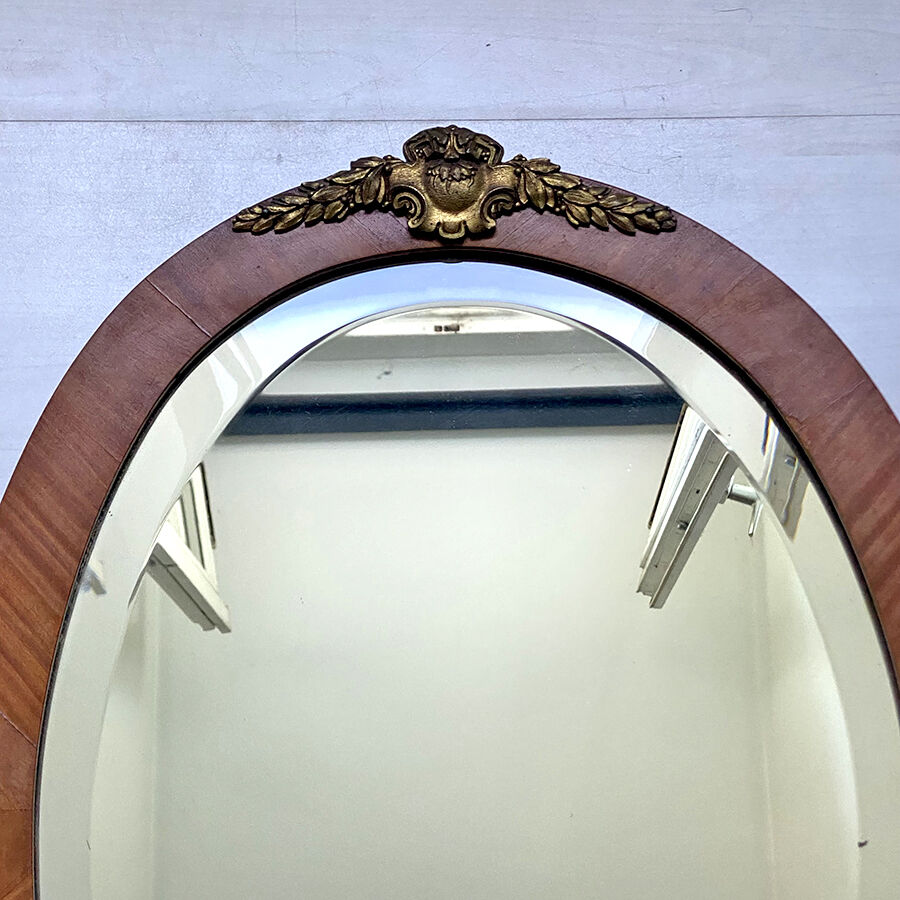 Art Deco beveled oval mirror