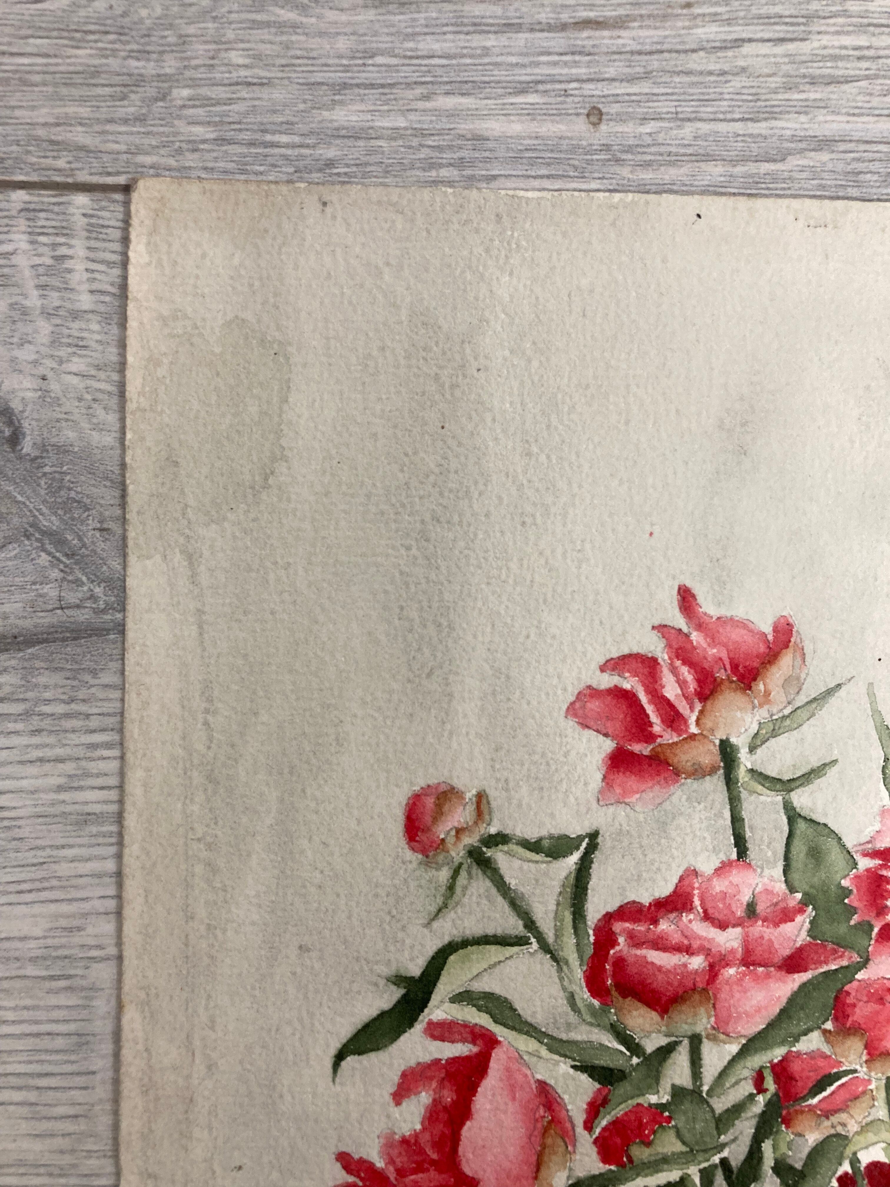 Aquarelle pivoines vintage