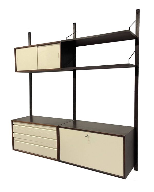 Vintage Poul Cadovius Royal System Wandsysteem Wengé