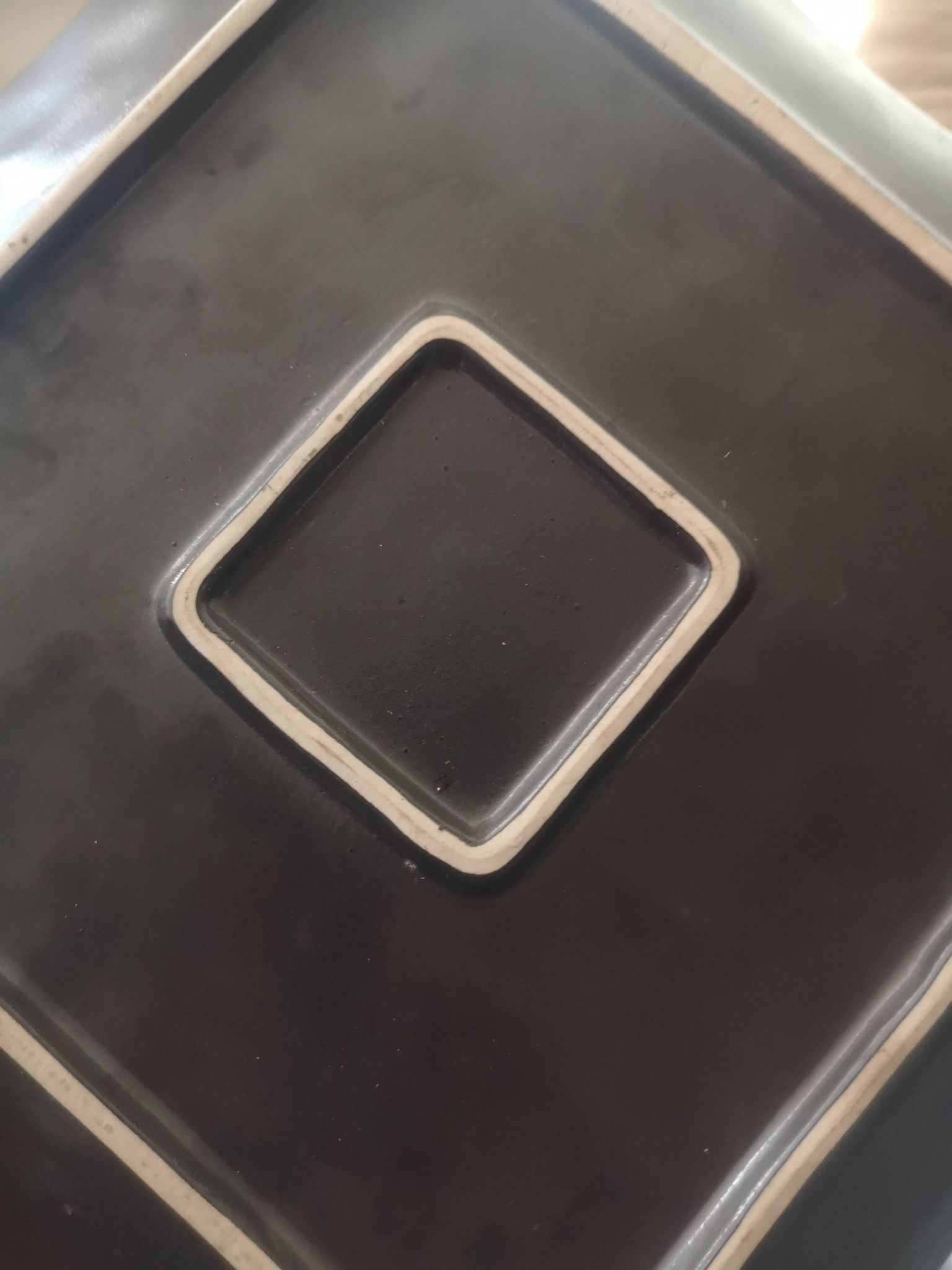 Large square tidy or serving dish in enameled ceramic, joseph abboud 1960