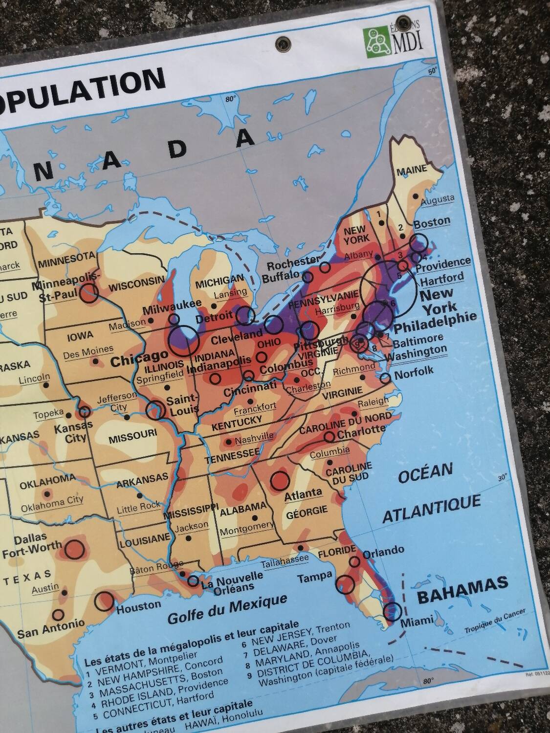 Old vintage MDI United States USA map