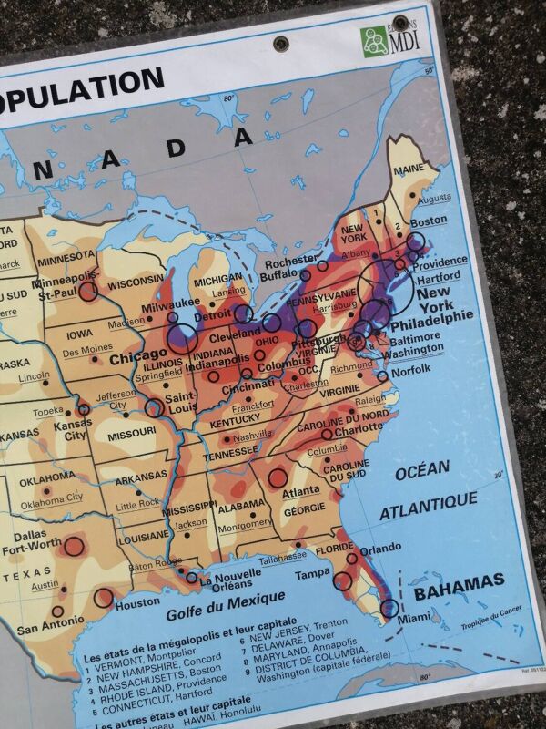 Ancienne carte MDI États-Unis USA vintage
