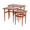 Set of 3 teak trundle tables