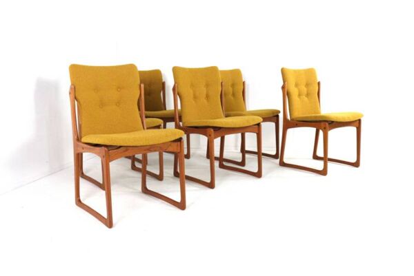 Ensemble de 6 chaises de salle à manger Vamdrup 'Nyhavn' - nouvelle tapisserie restaurée