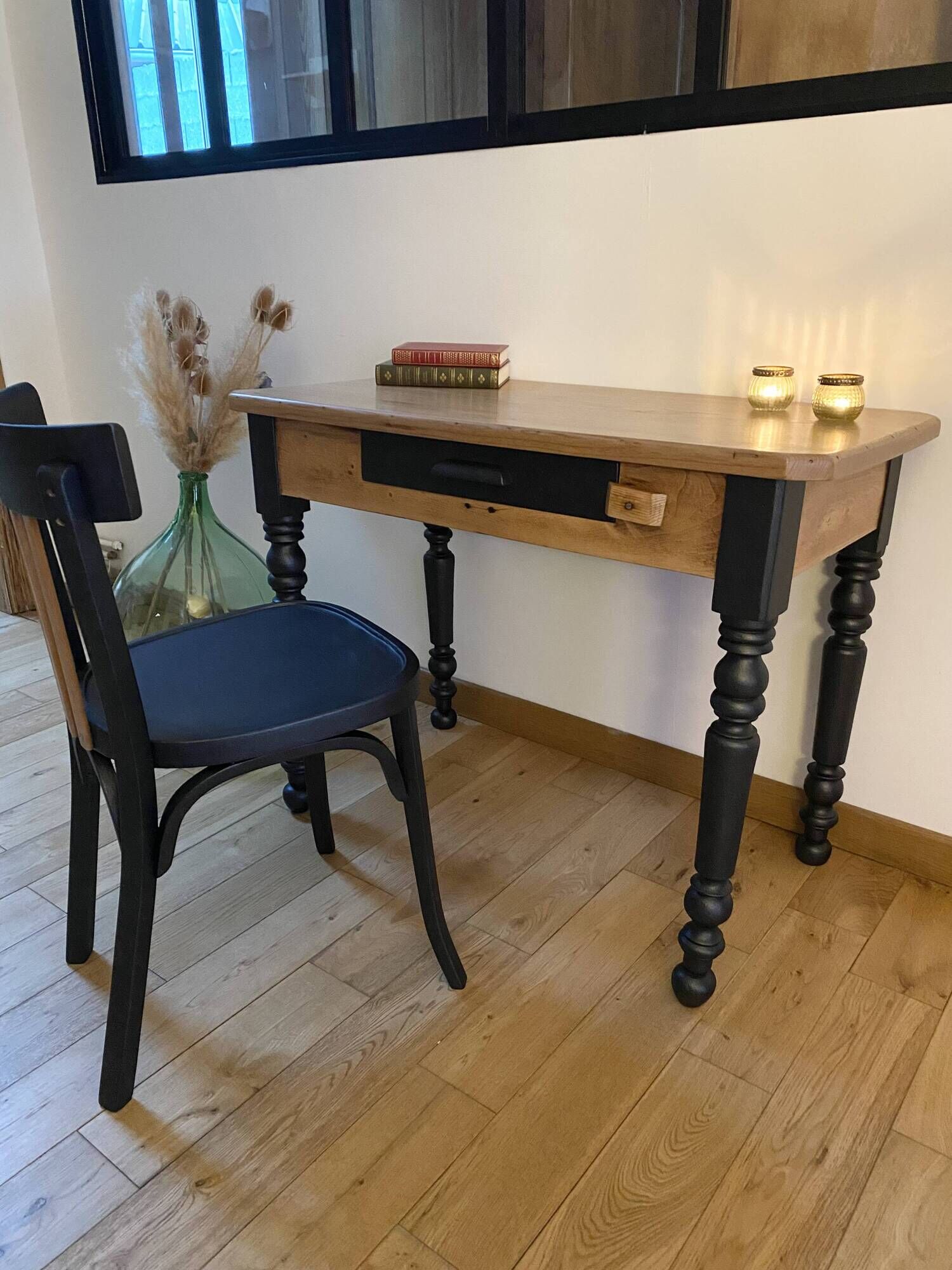 Farm table/desk + Bauman bistro chair