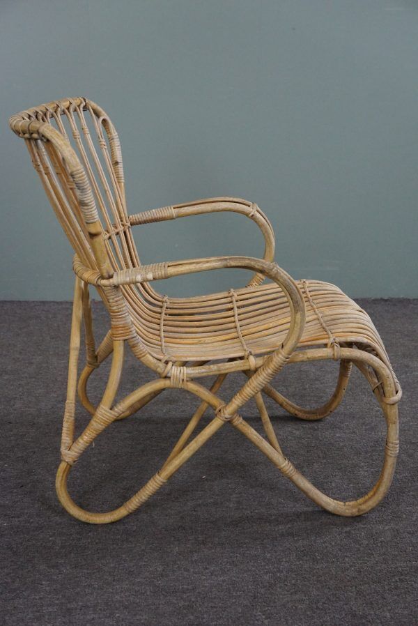 Fauteuil Belse 8 en rotin, design hollandais, 1950