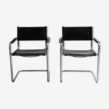 Paire de fauteuils cuir 1960