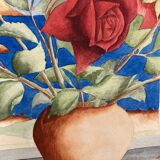 Watercolor with vintage bouquet