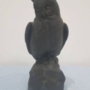 Owl sculpture, black lawinit, art. Curth, Henker & Co., Germany, 1920s.