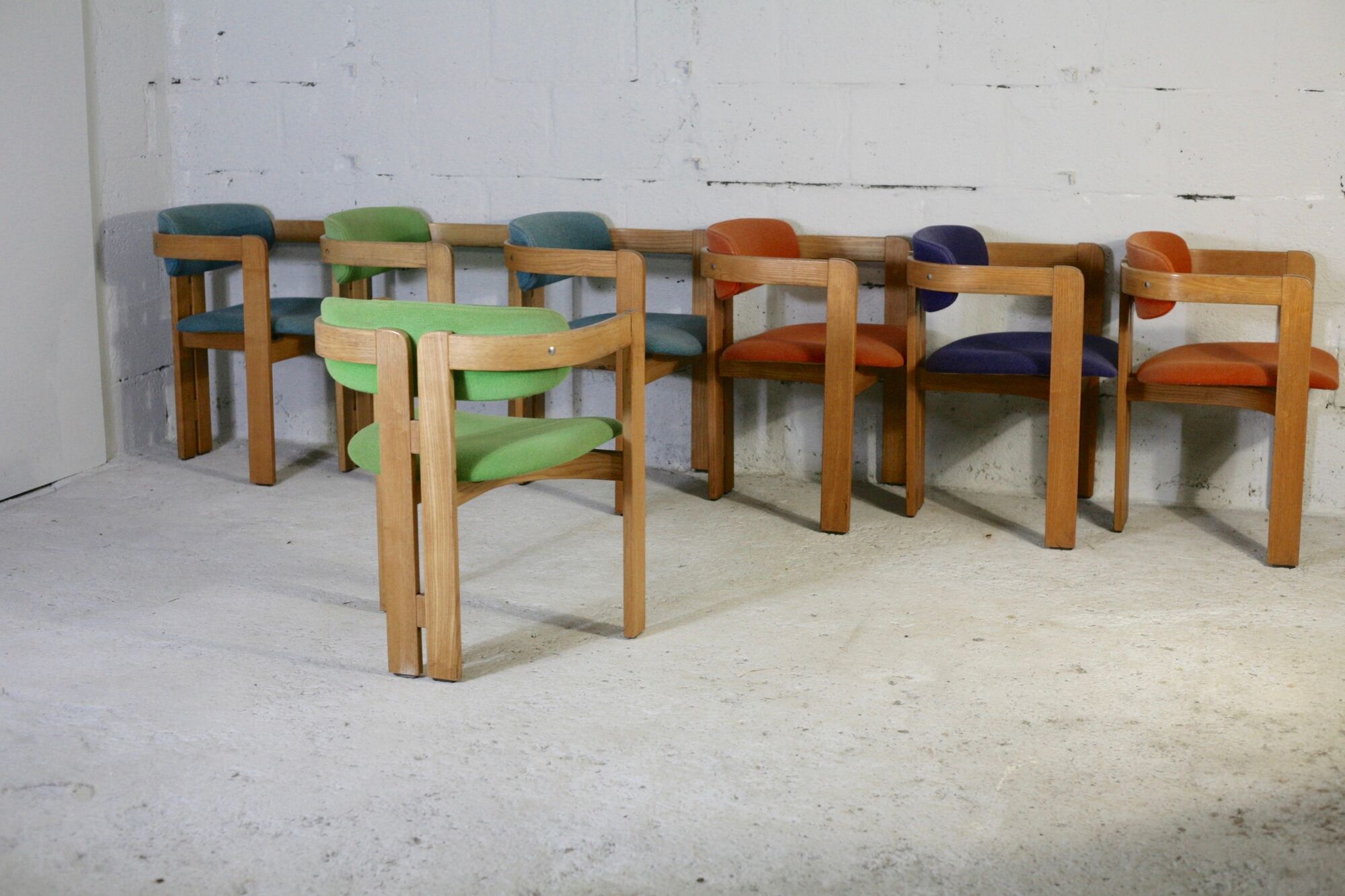 7 Chairs Pigreco by Tobia Scarpa, Gavina Edition, Italy, 50s
