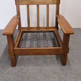 Pair of modernist armchairs in solid elm from the 60s/70s