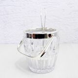 Glass ice bucket with spoon 1970