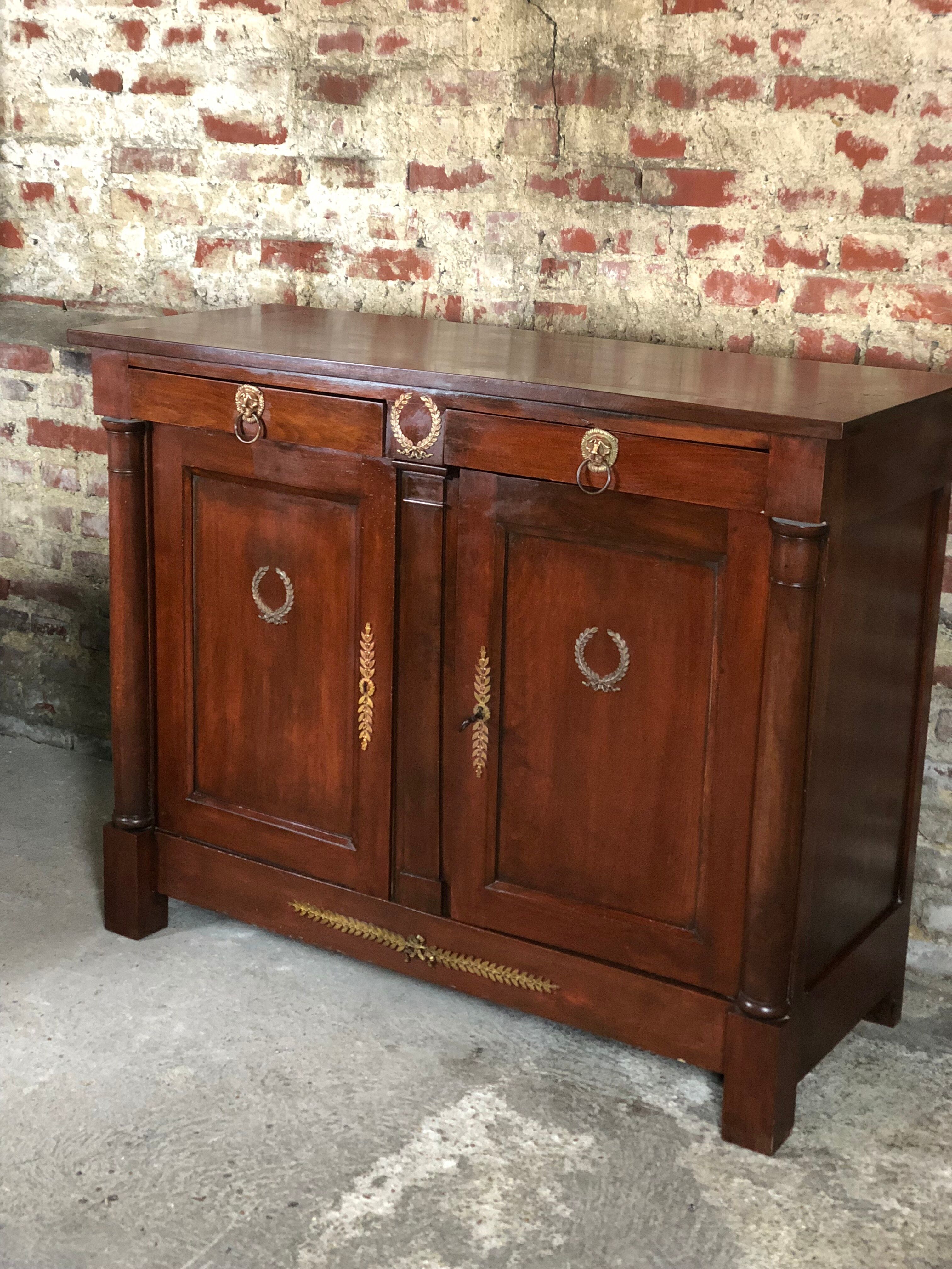 Empire style buffet in mahogany stained mahogany