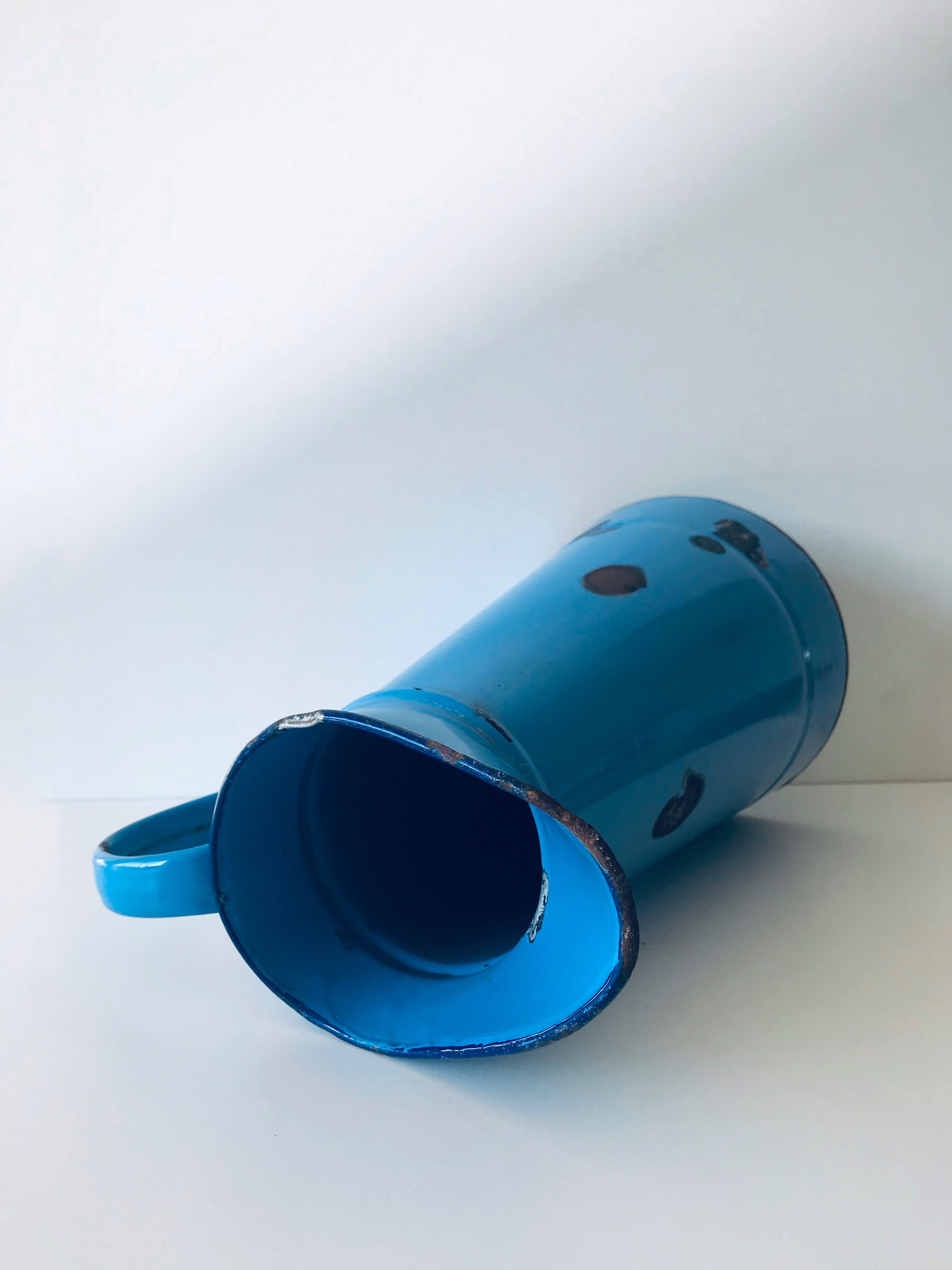 Old blue enamelled broc