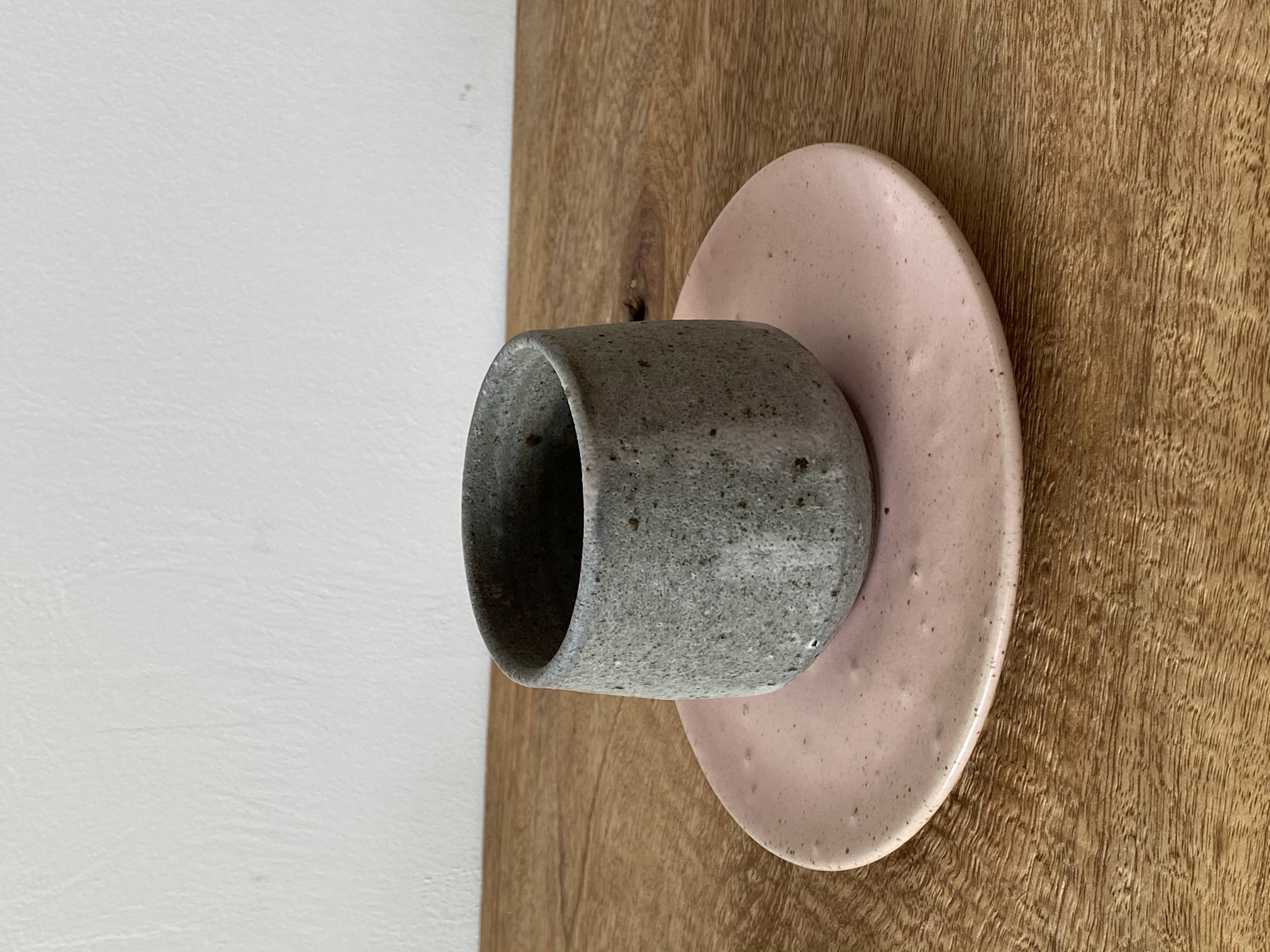 Duo of grey ceramic cups