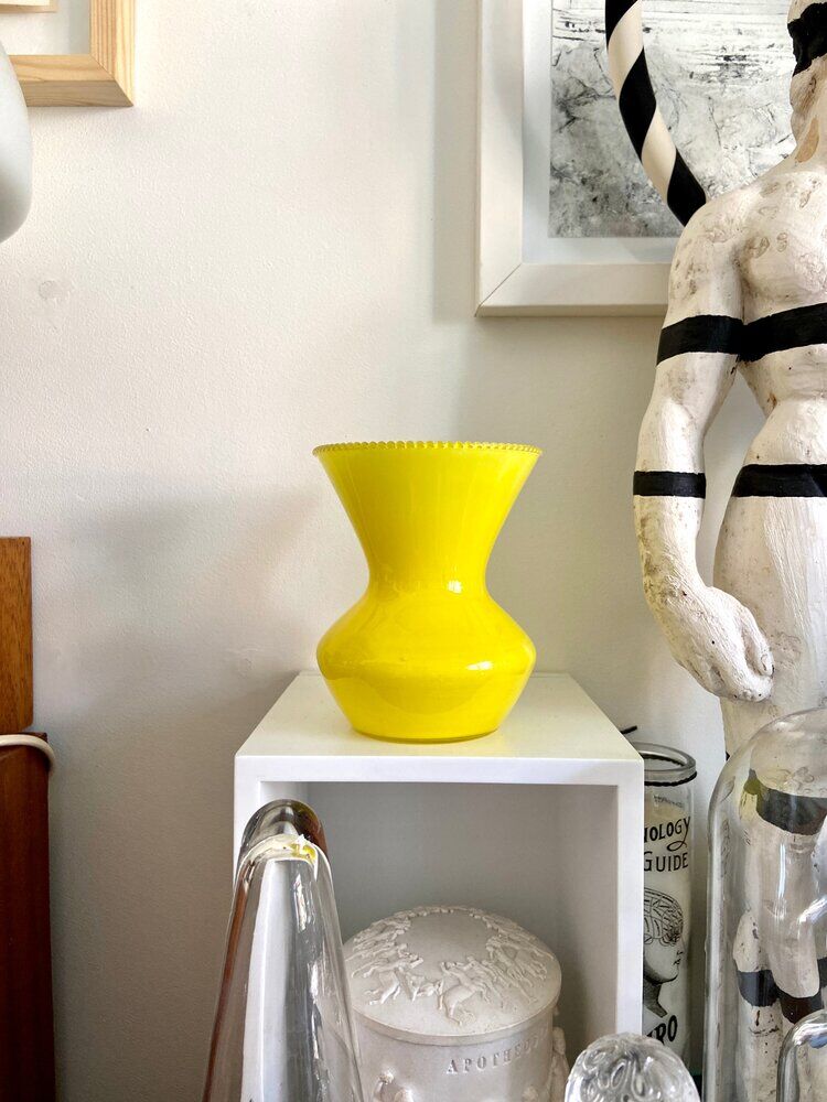 Yellow opaline vase