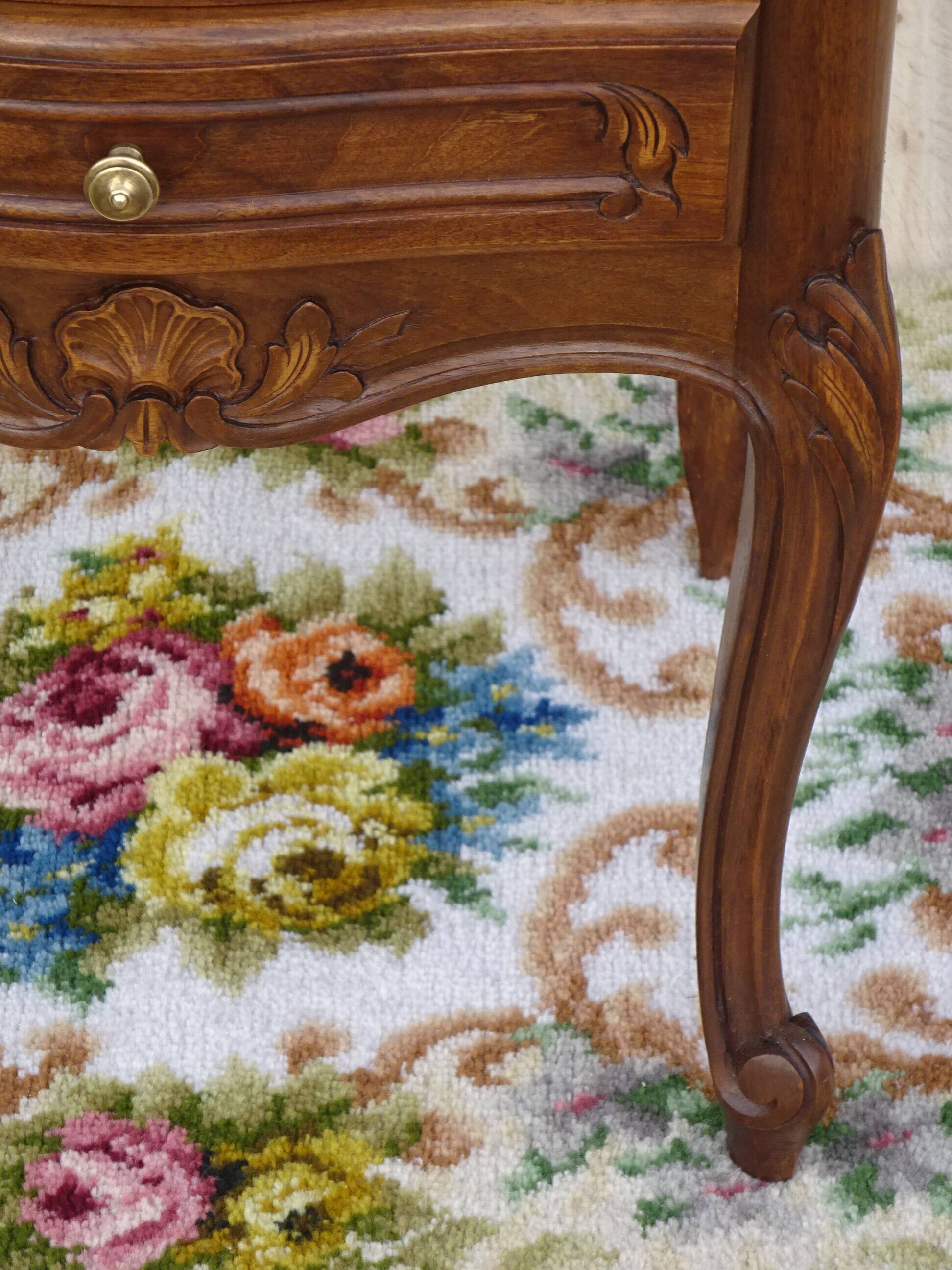 Walnut bedside table in Louis XV style