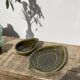 Duo of leaf and avocado slip in green ceramic - Portugal - vintage cup