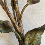 Grande applique 1950, fer forgé doré «feuilles »