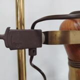 Lampe de table en laiton et bois années 70