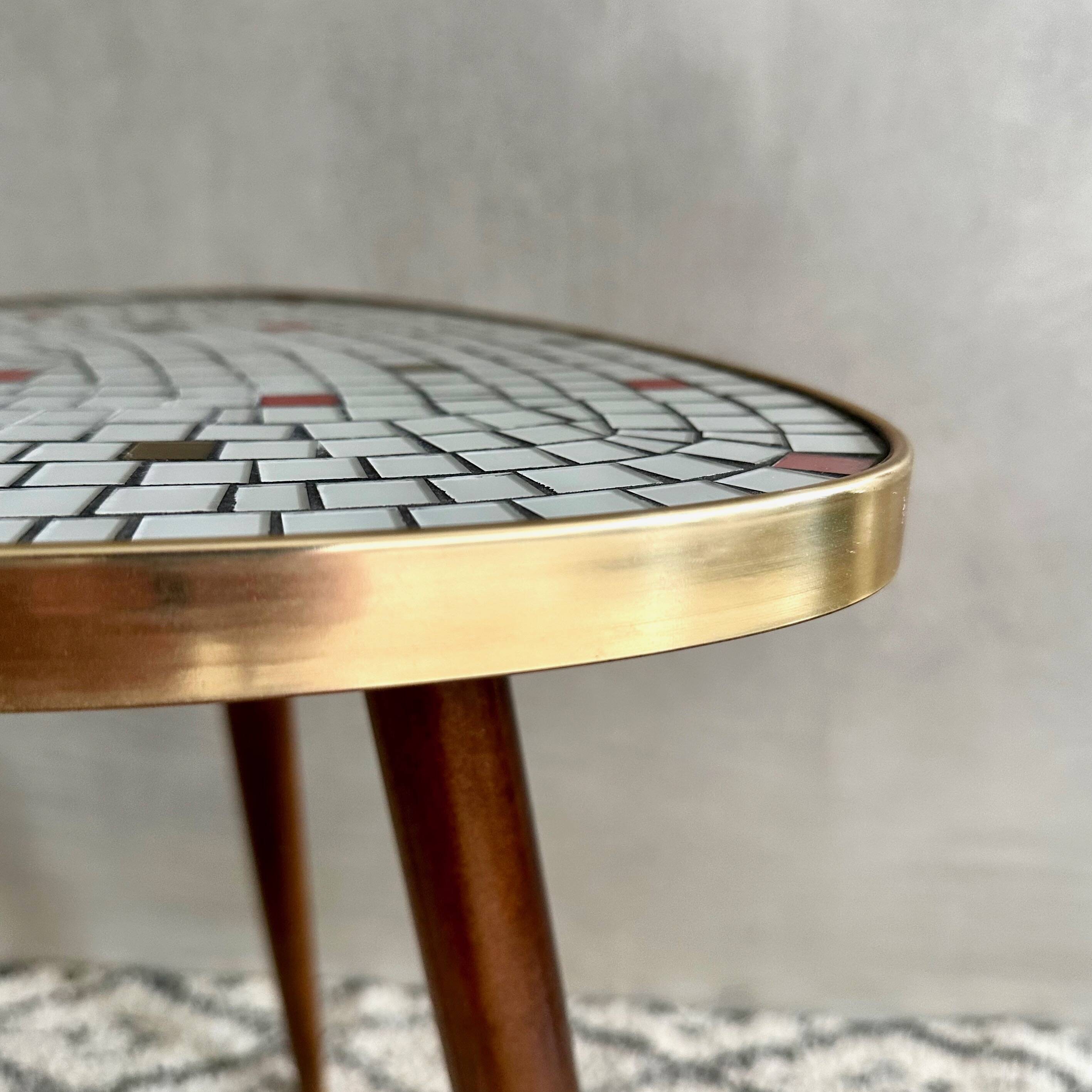Vintage mosaic table Opal Germany, coffee table, 60's interior