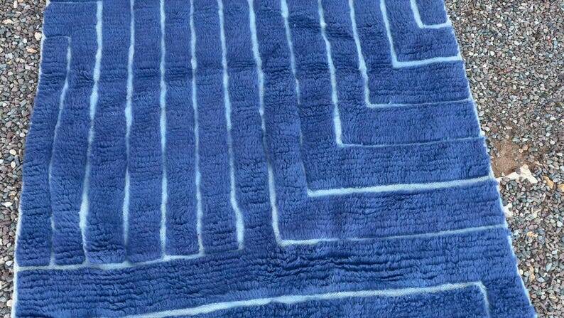 Handmade Berber rug, Beni Ouraine style, traditional, size 140 x 260 cm