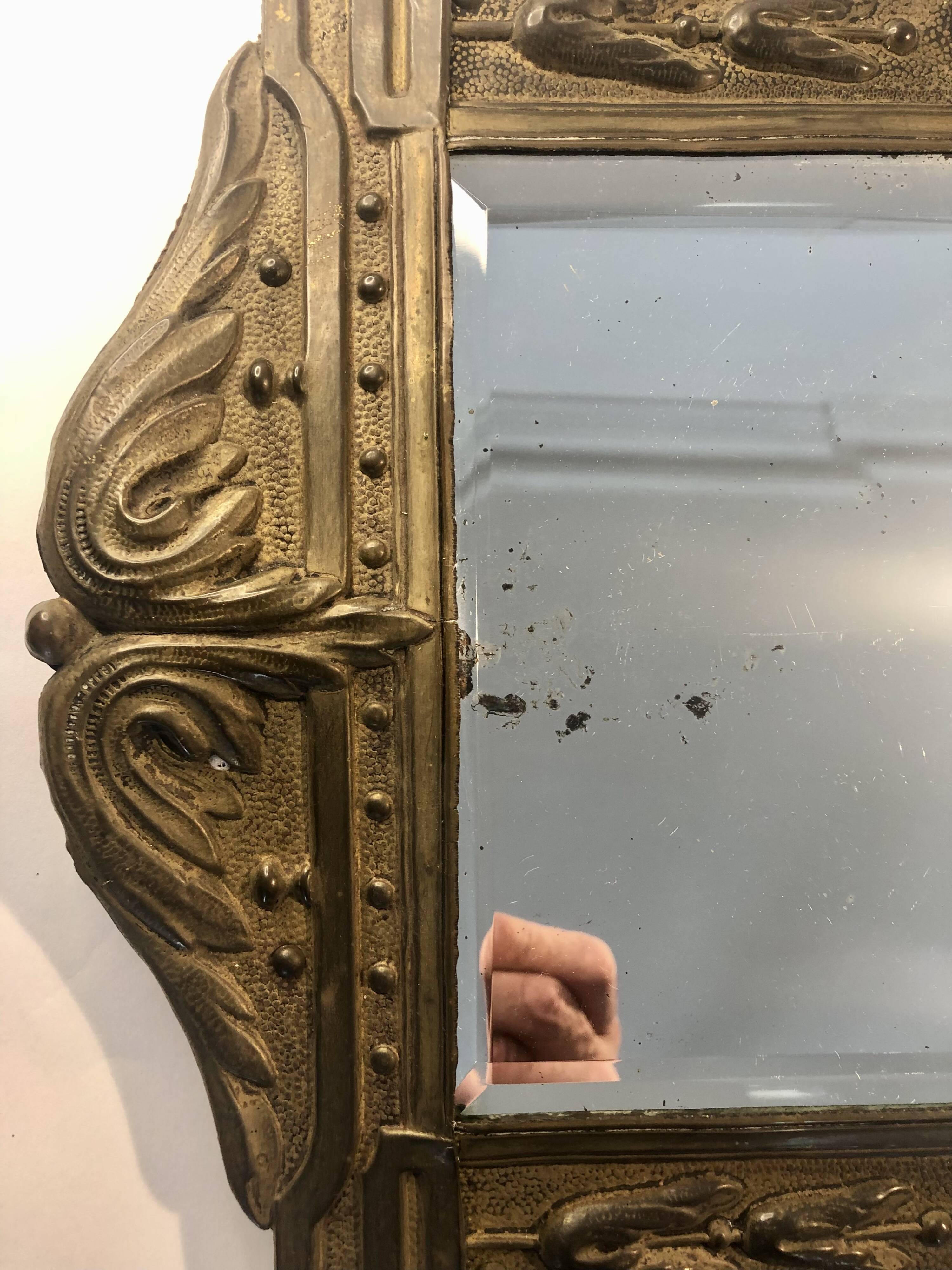 19th Century Repoussé Copper Mirror