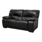 Two-seater black leather sofa — Italian postmodern design