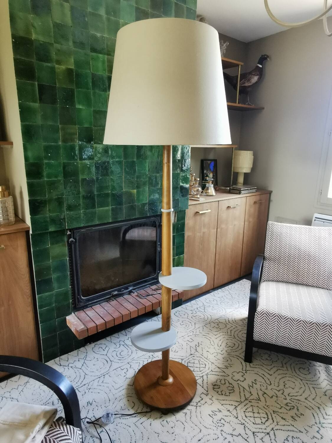 Art deco wooden floor lamp