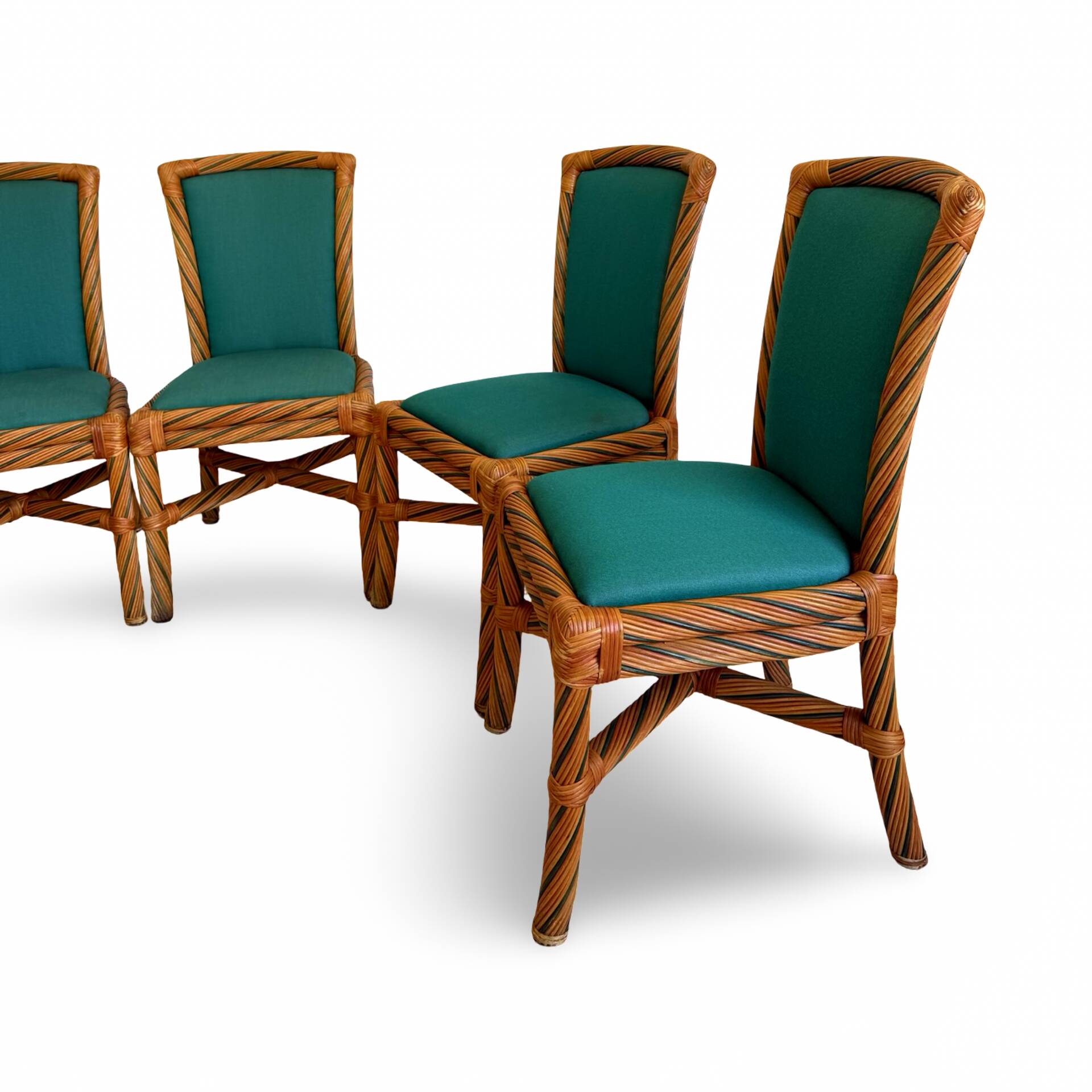 Set of six vintage bamboo and rattan dining chairs