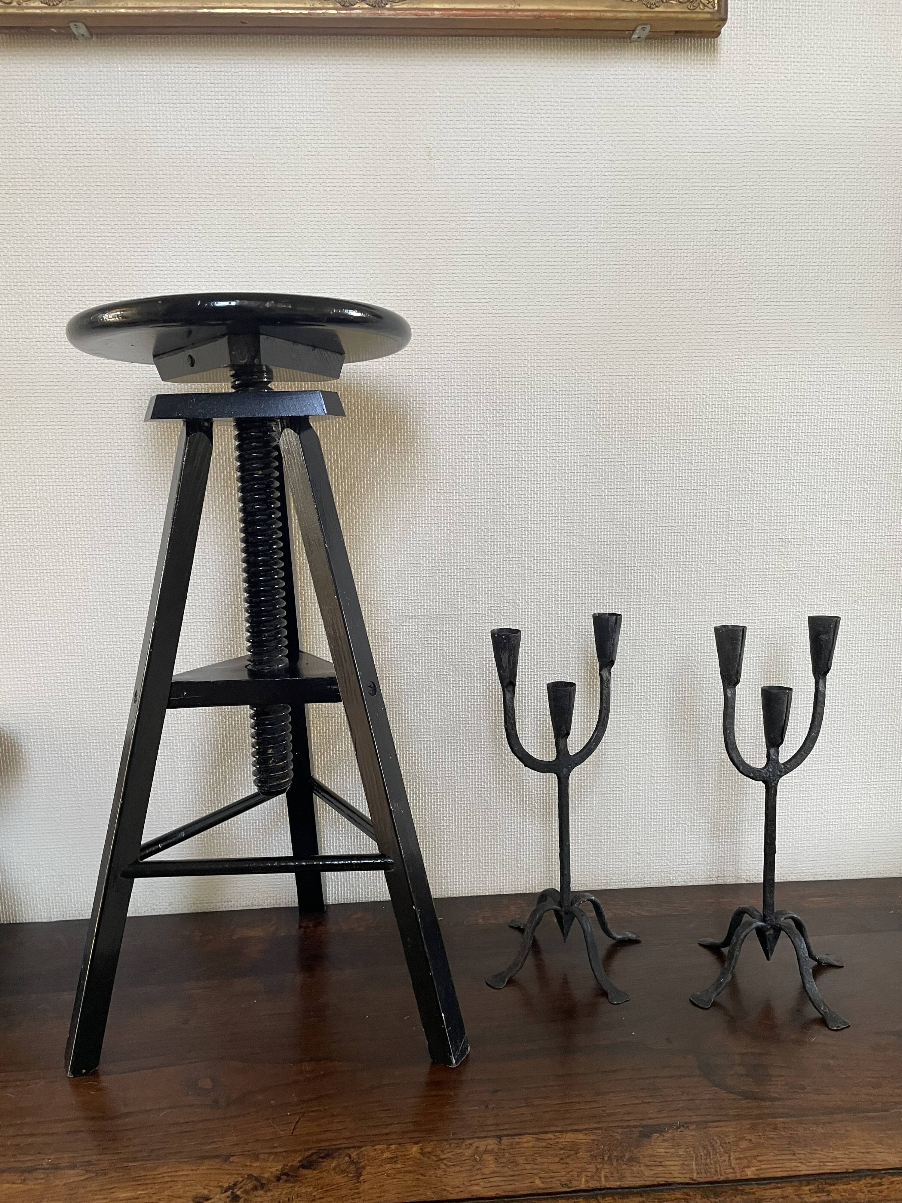Wrought iron candlesticks