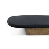 Basalt Coffee Table with Travertine Leg