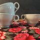 5 pale green cups | almond petals | Grindley England 1950