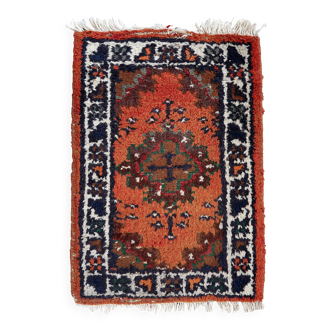Tapis vintage du Moyen-Orient Hamadan fait main en laine – 41 x 58 cm années 1970