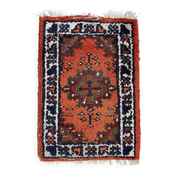 Tapis vintage du Moyen-Orient Hamadan fait main en laine – 41 x 58 cm 1970s