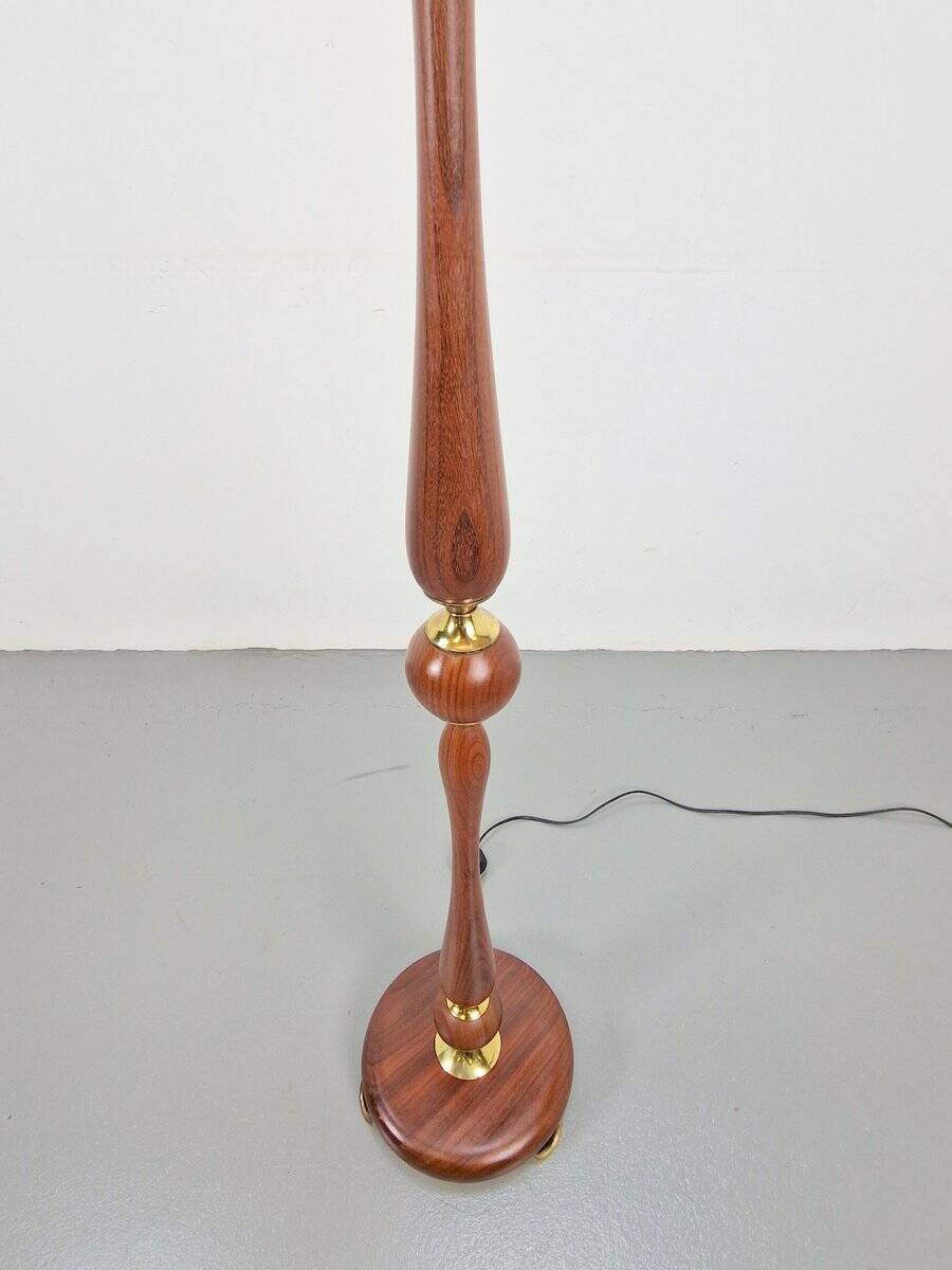 Vintage Scandinavian Floor Lamp in Teak and Brass, 1960s