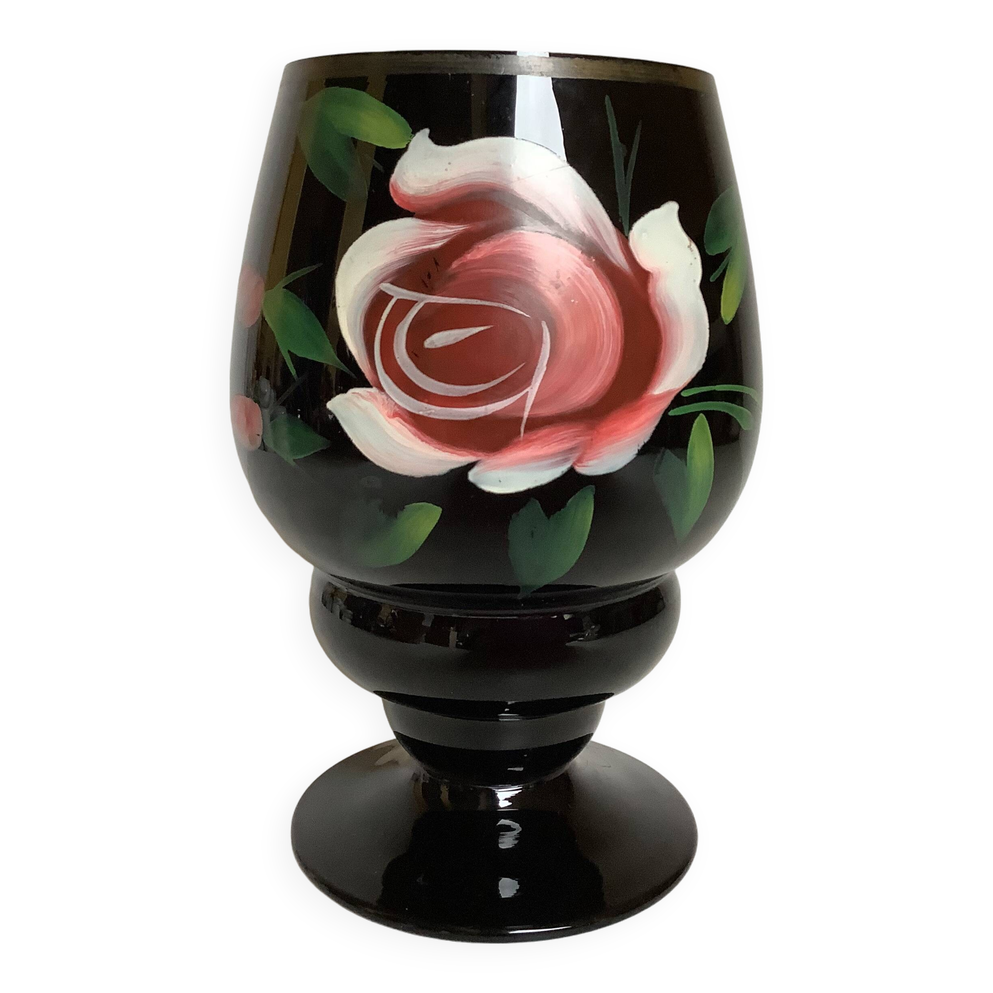 Hand-decorated opaline vase