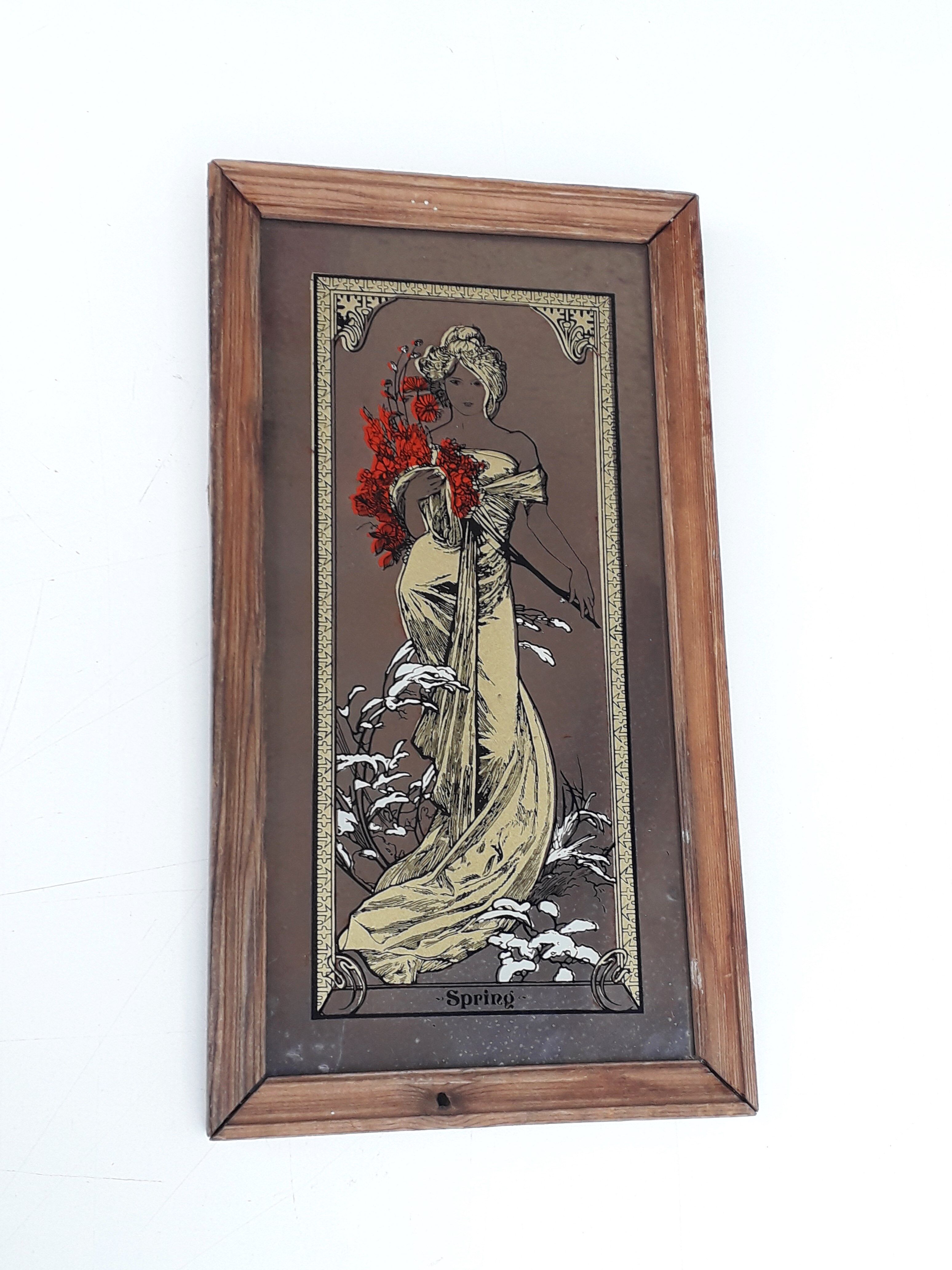 Alphonse Mucha painting mirror illustrated 1960