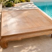 Large Opium coffee table in brushed solid teak 155 x 155 cm