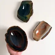 1970s Italian Agate Ashtrays/ Vide-Poche, Set of Three Natural Stone Trays