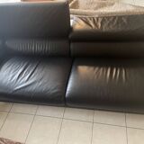 Roche Bobois black leather sofa