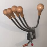 Vintage Wall mount ‘Octopus’ metal and wood swivel coat rack