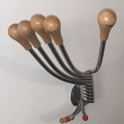 Vintage Wall mount ‘Octopus’ metal and wood swivel coat rack