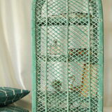 Vintage mint green wicker bookcase