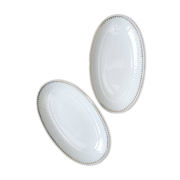 2 Bavarian white and gold porcelain dishes, "Annabell" model