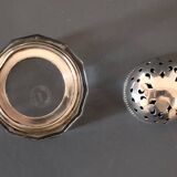 Antique Bohemian crystal and silver-plated metal sugar bowl, 15cm high