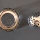 Antique Bohemian crystal and silver-plated metal sugar bowl, 15cm high