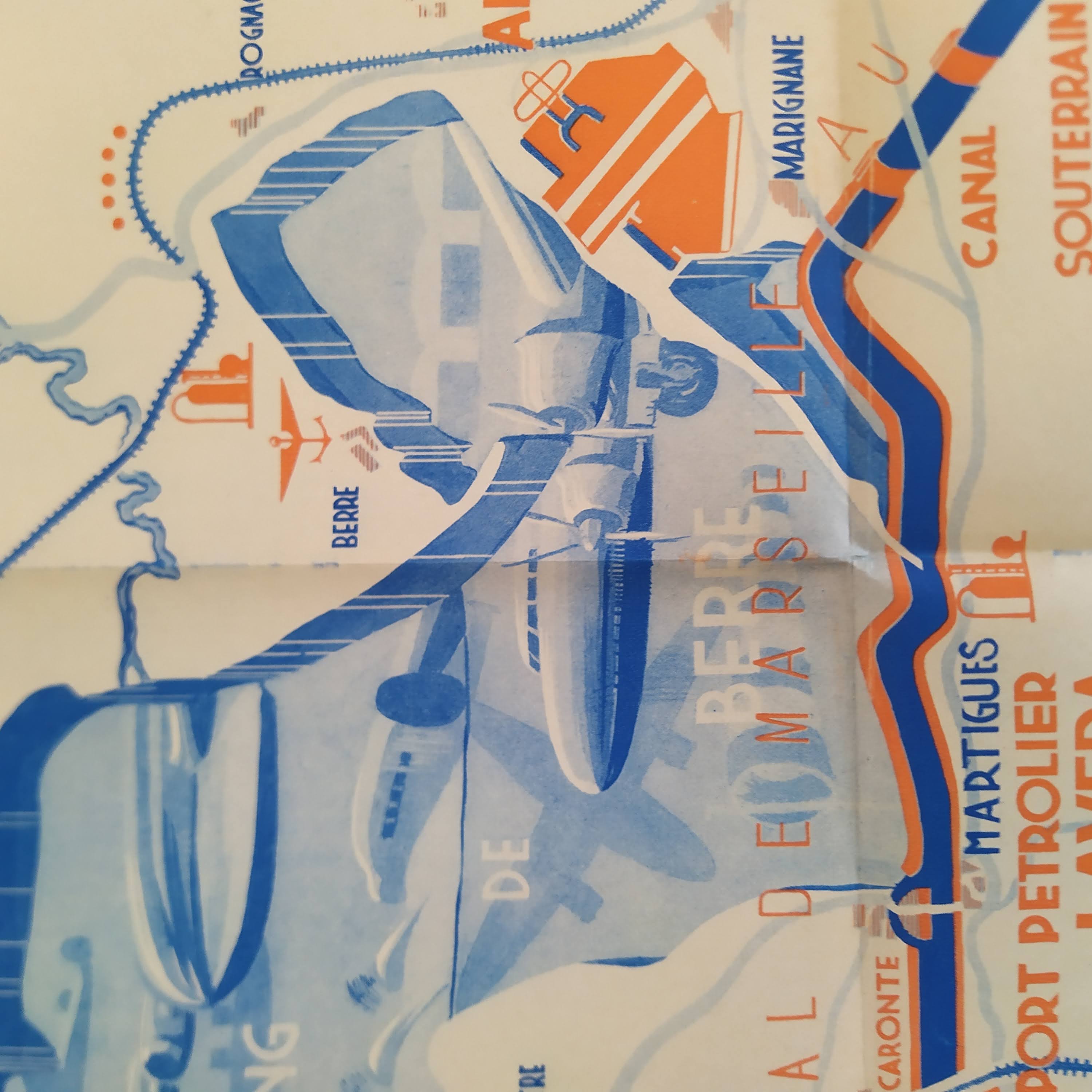 Poster, map of the ports of Marseille