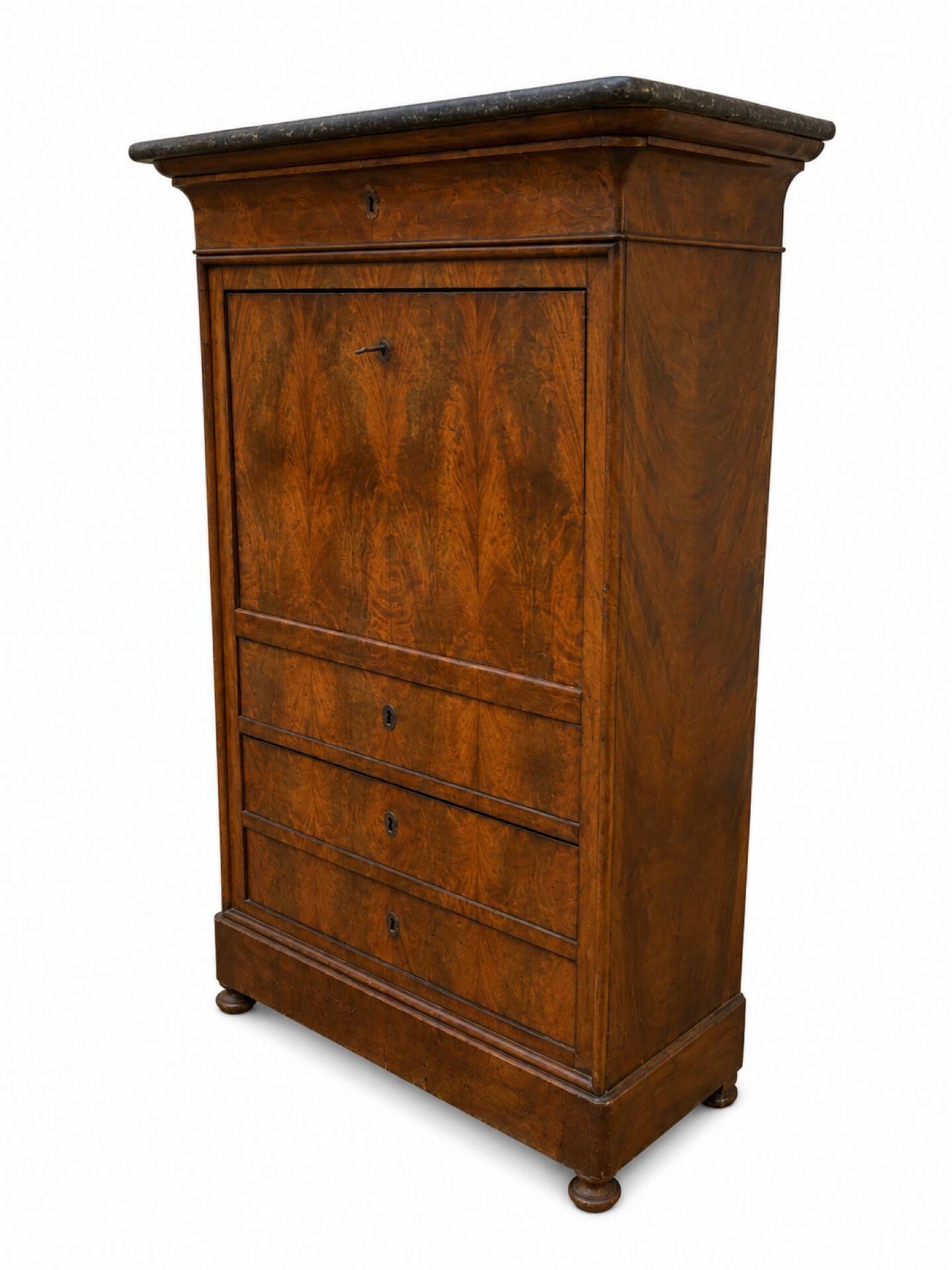 Flamed Mahogany Secretary - Louis-Philippe Period, 19th Century